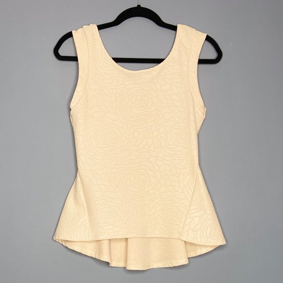 Beige Polyester Peplum Top - Picture 1 of 4